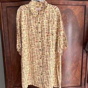 Carribean Beige and Red Patterned Men's Shirt